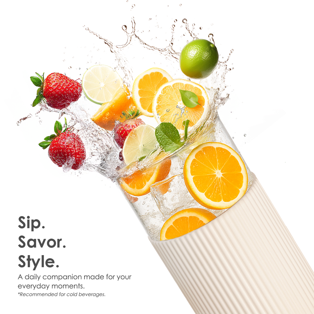 SipEssence Glass Tumbler with Silicone Sleeve 20oz