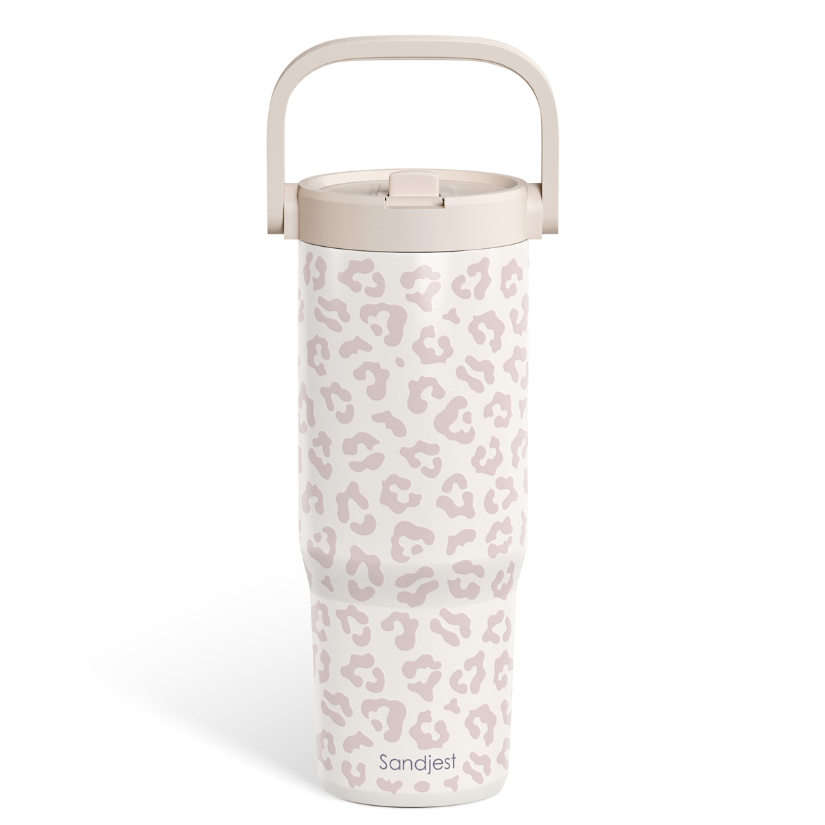 Beige Leopard TintFlip | Straw Lid Tumbler with Carry Handle 30oz