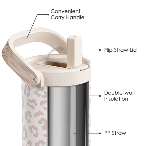 Beige Leopard TintFlip | Straw Lid Tumbler with Carry Handle 30oz