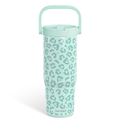 Mint Leopard TintFlip | Straw Lid Tumbler with Carry Handle 30oz