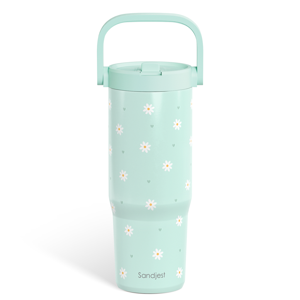 Mint Daisy TintFlip | Straw Lid Tumbler with Carry Handle 30oz
