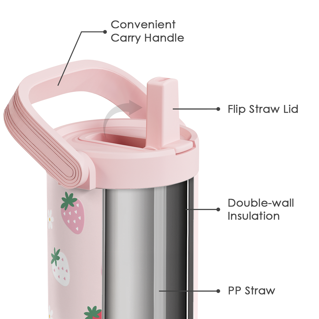Pink Strawberry TintFlip | Straw Lid Tumbler with Carry Handle 30oz