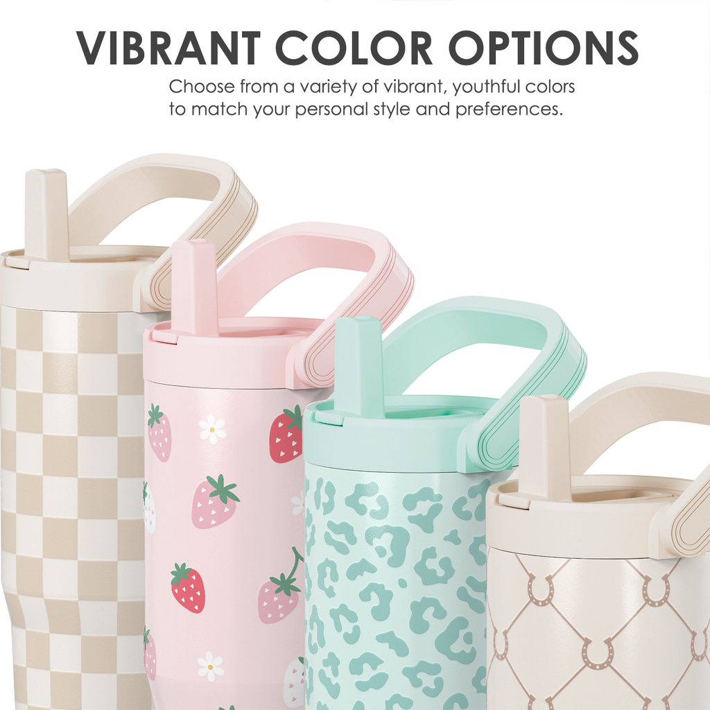 Pink Strawberry TintFlip | Straw Lid Tumbler with Carry Handle 30oz