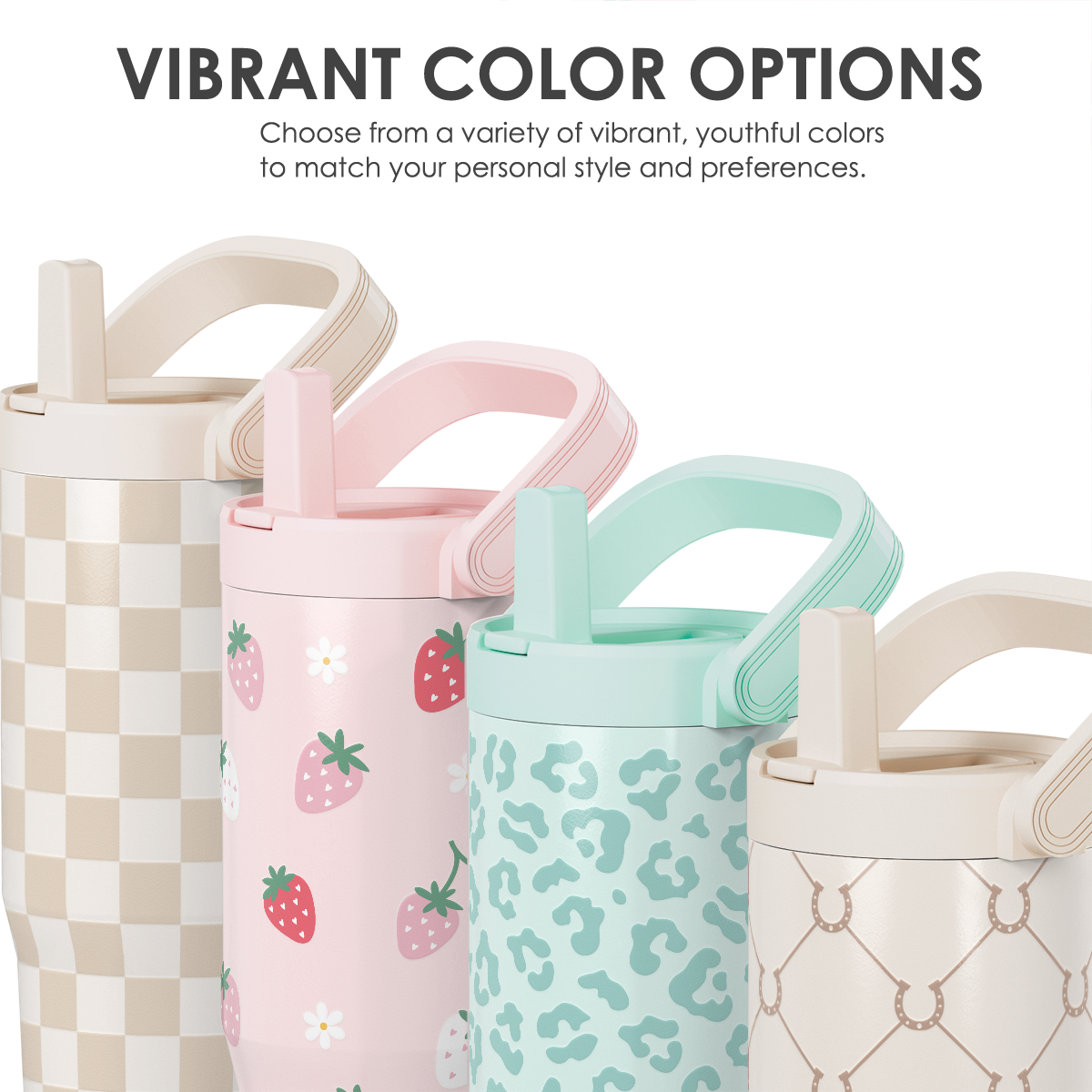 Pink Strawberry TintFlip | Straw Lid Tumbler with Carry Handle 30oz