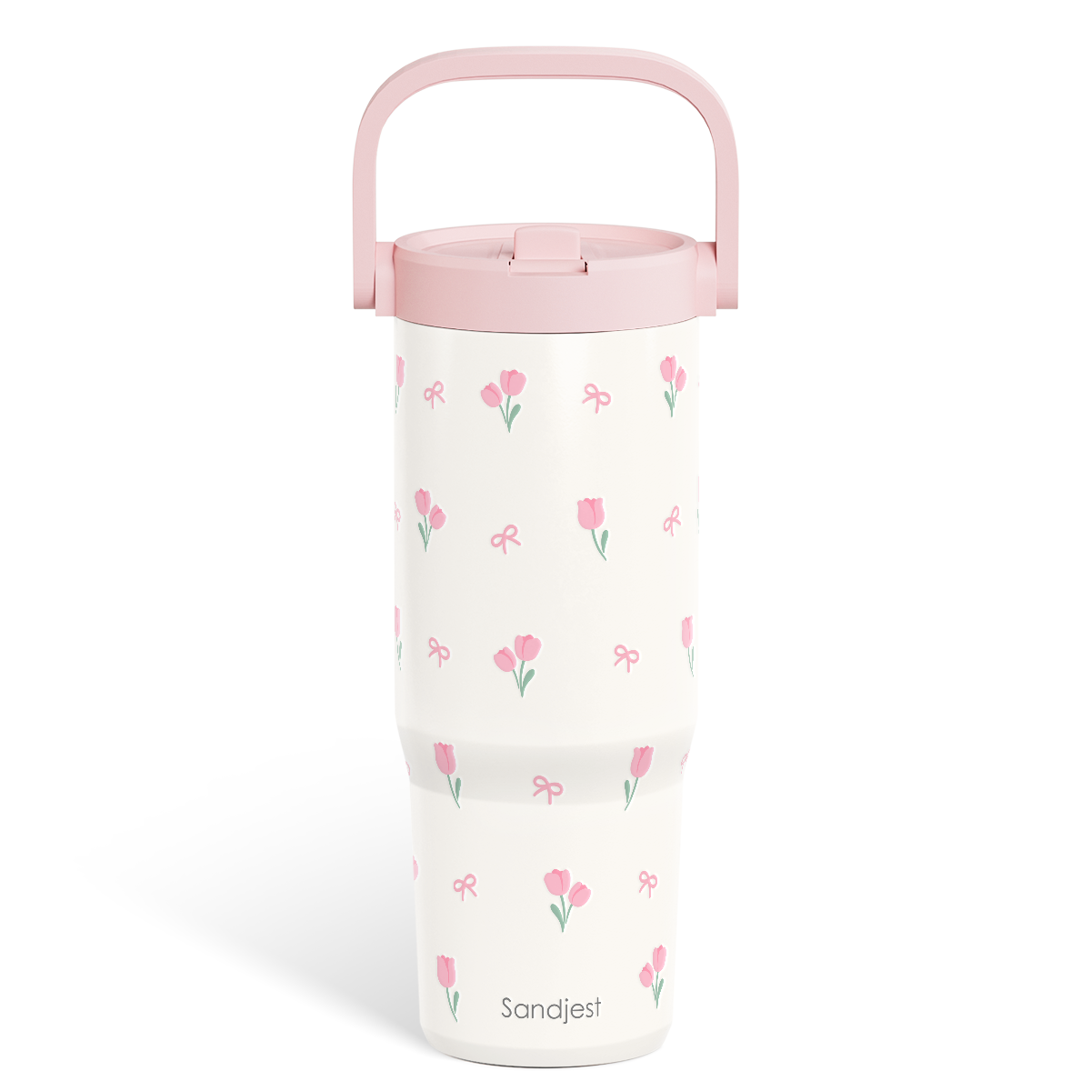 White Tulip TintFlip | Straw Lid Tumbler with Carry Handle 30oz