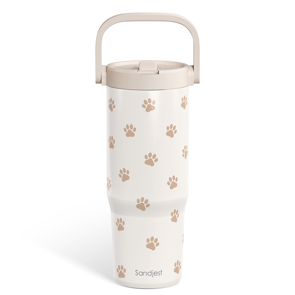 Brown Paw Print TintFlip | Straw Lid Tumbler with Carry Handle 30oz