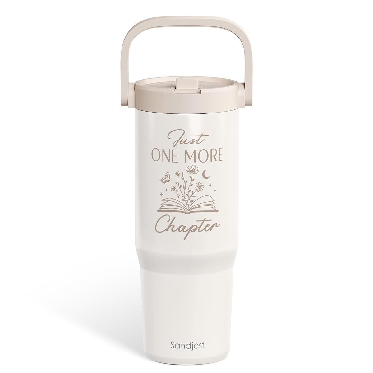 Brown Book Lover TintFlip | Straw Lid Tumbler with Carry Handle 30oz