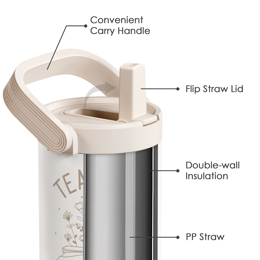 White Teacher TintFlip | Straw Lid Tumbler with Carry Handle 30oz