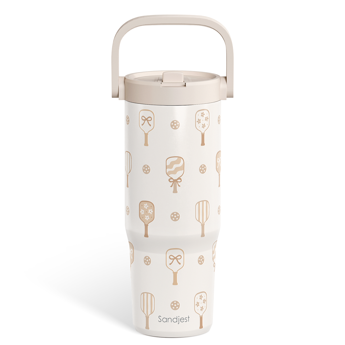 Brown Pickleball TintFlip | Straw Lid Tumbler with Carry Handle 30oz