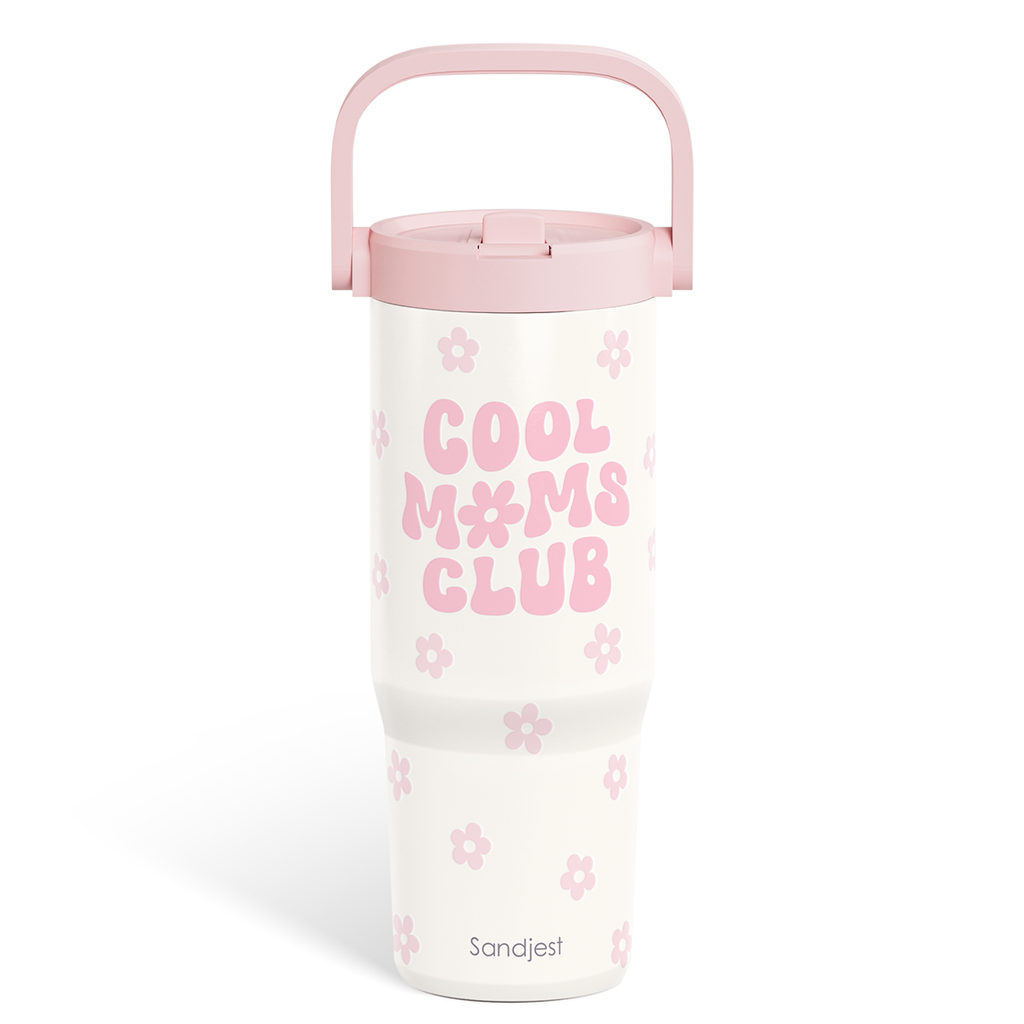 Pink Cool Mom Club TintFlip | Straw Lid Tumbler with Carry Handle 30oz