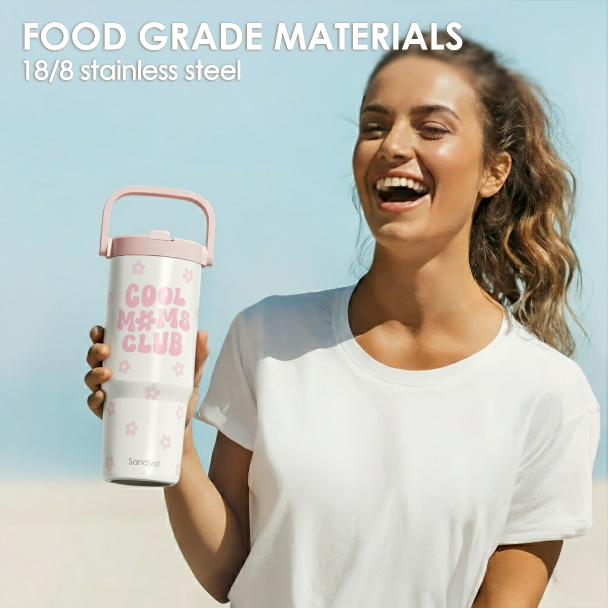 Pink Cool Mom Club TintFlip | Straw Lid Tumbler with Carry Handle 30oz