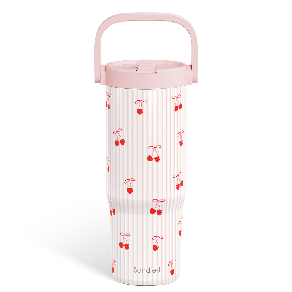 Pink Cherry TintFlip | Straw Lid Tumbler with Carry Handle 30oz