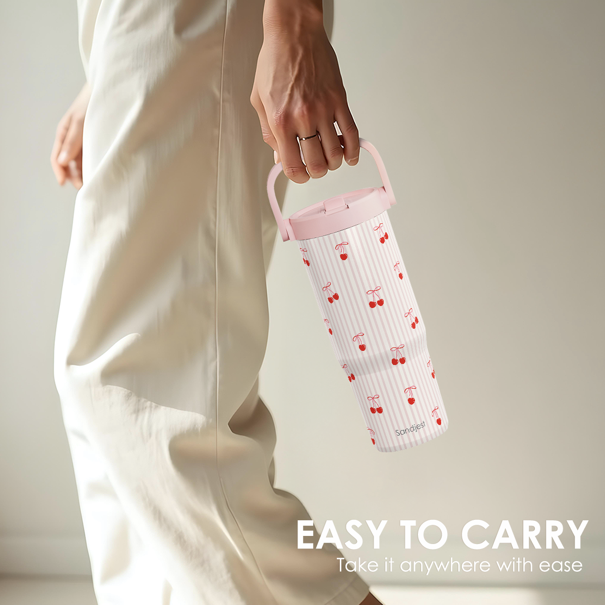 Pink Cherry TintFlip | Straw Lid Tumbler with Carry Handle 30oz