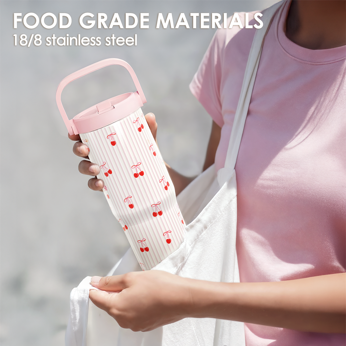Pink Cherry TintFlip | Straw Lid Tumbler with Carry Handle 30oz