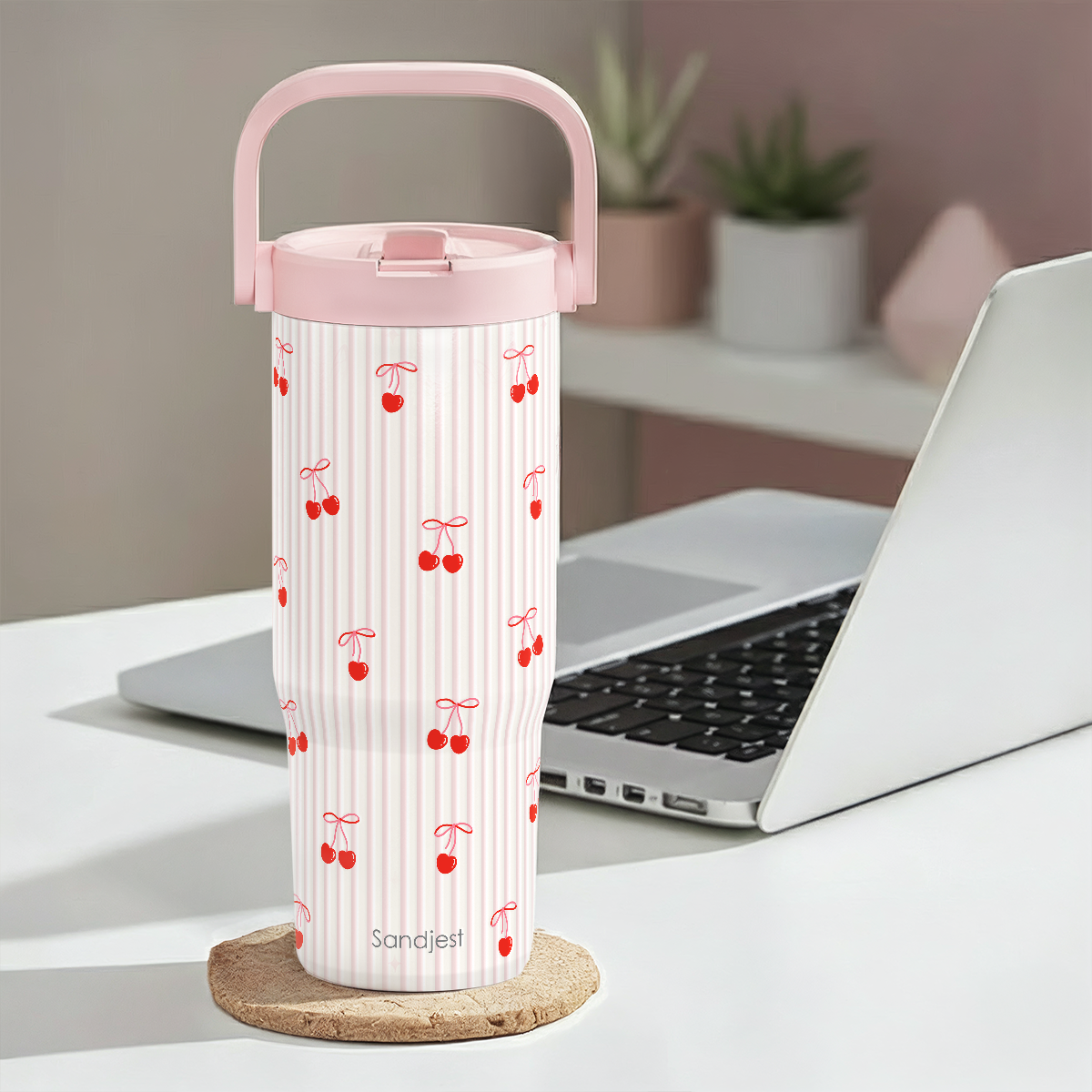 Pink Cherry TintFlip | Straw Lid Tumbler with Carry Handle 30oz