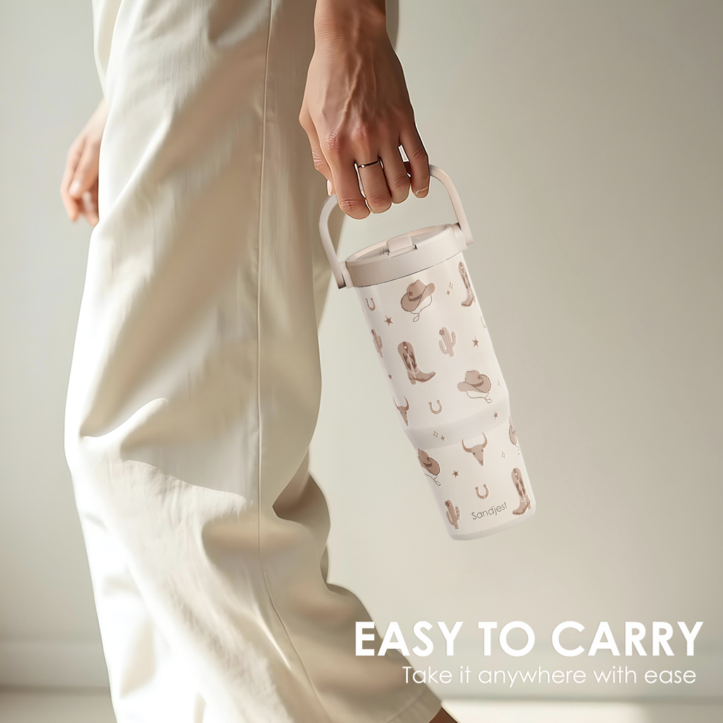 Brown Cowgirl TintFlip | Straw Lid Tumbler with Carry Handle 30oz