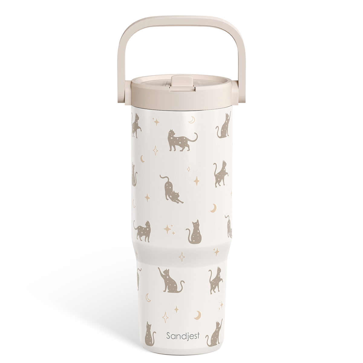 White Cat TintFlip | Straw Lid Tumbler with Carry Handle 30oz
