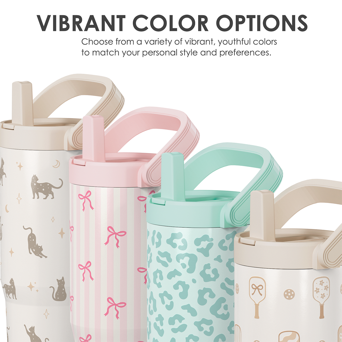 White Cat TintFlip | Straw Lid Tumbler with Carry Handle 30oz