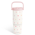 White Floral TintFlip | Straw Lid Tumbler with Carry Handle 30oz