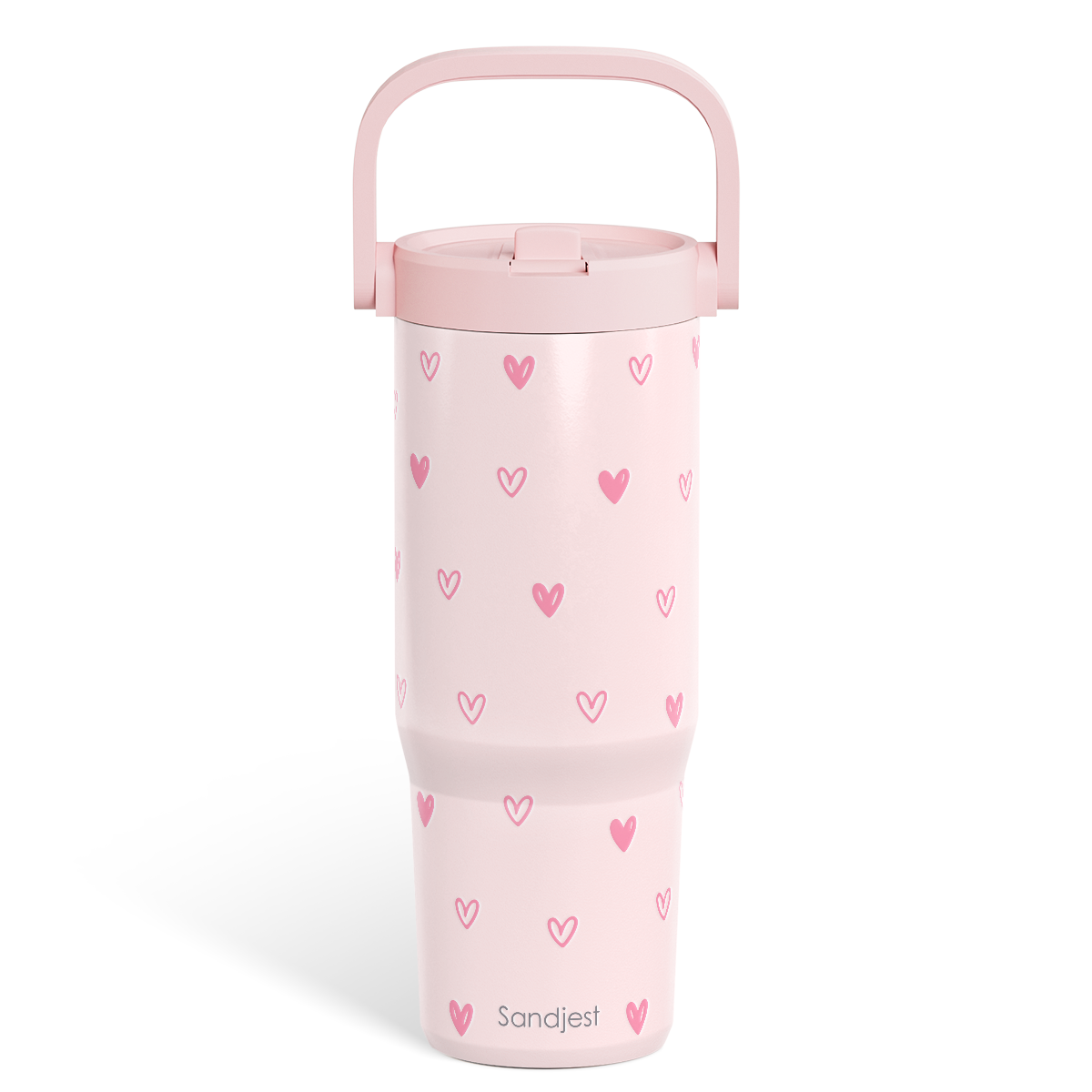 Pink Heart TintFlip | Straw Lid Tumbler with Carry Handle 30oz