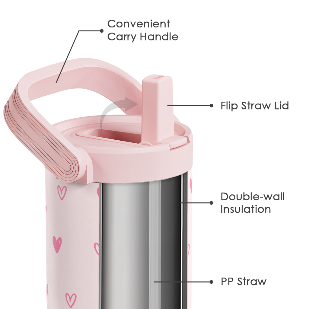 Pink Heart TintFlip | Straw Lid Tumbler with Carry Handle 30oz