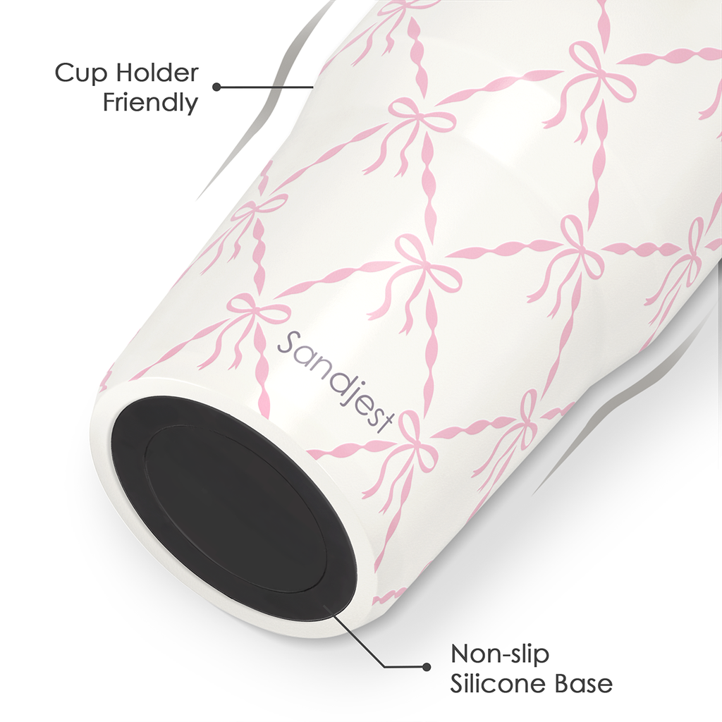 White Bow TintFlip | Straw Lid Tumbler with Carry Handle 30oz