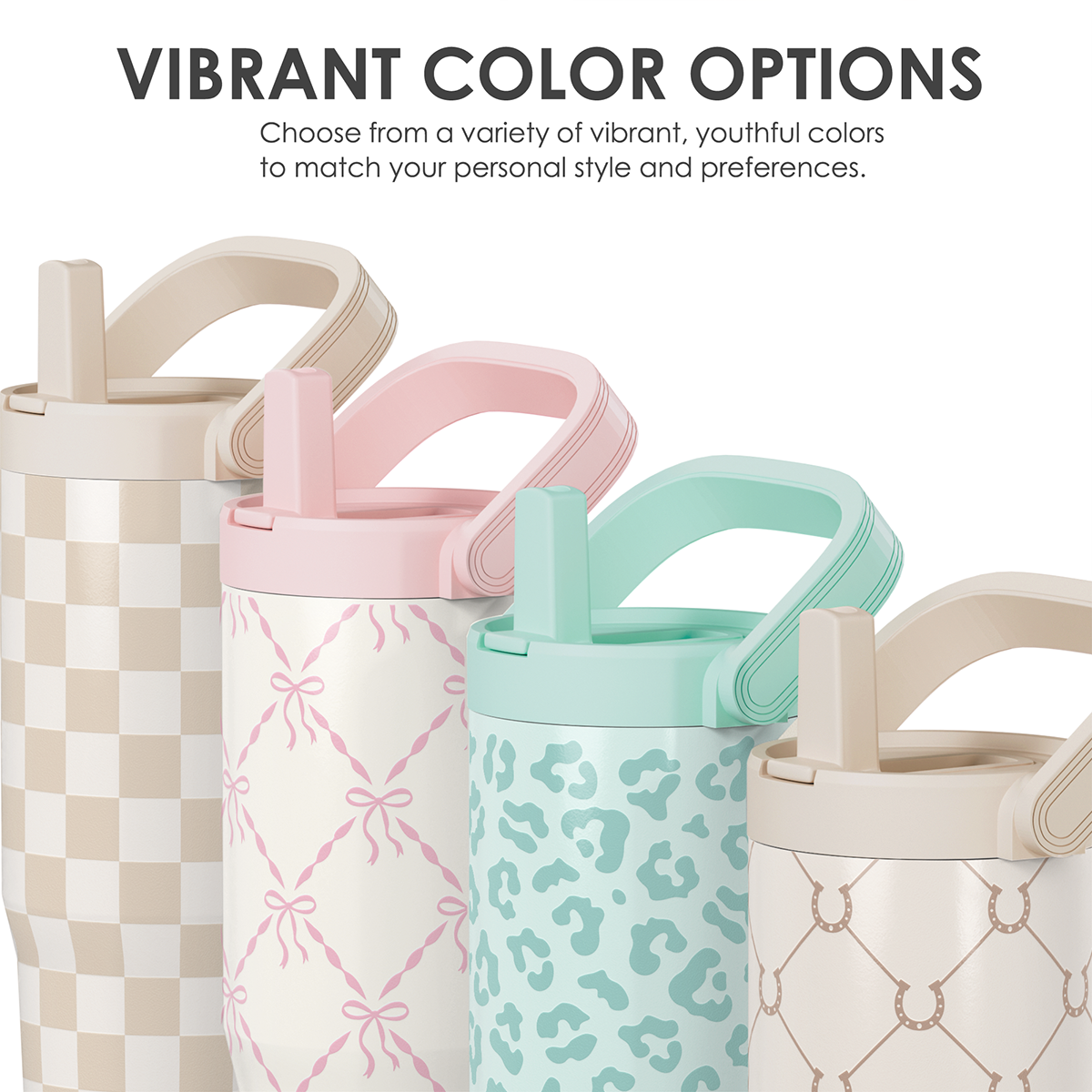 White Bow TintFlip | Straw Lid Tumbler with Carry Handle 30oz