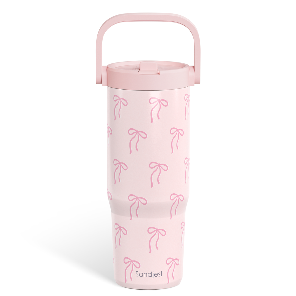 Pink Bow TintFlip | Straw Lid Tumbler with Carry Handle 30oz