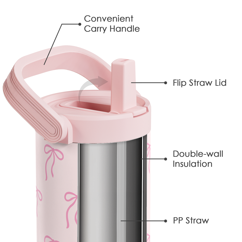 Pink Bow TintFlip | Straw Lid Tumbler with Carry Handle 30oz