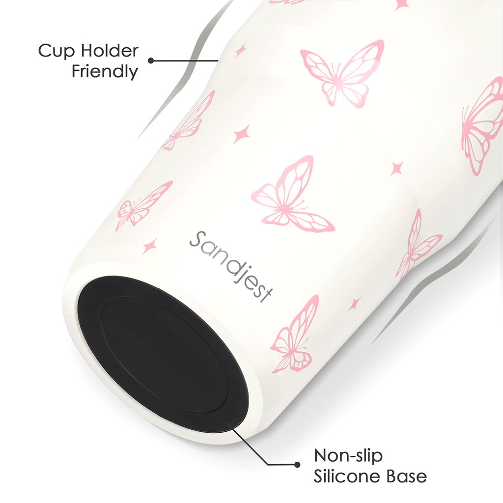 White Butterfly TintFlip | Straw Lid Tumbler with Carry Handle 30oz