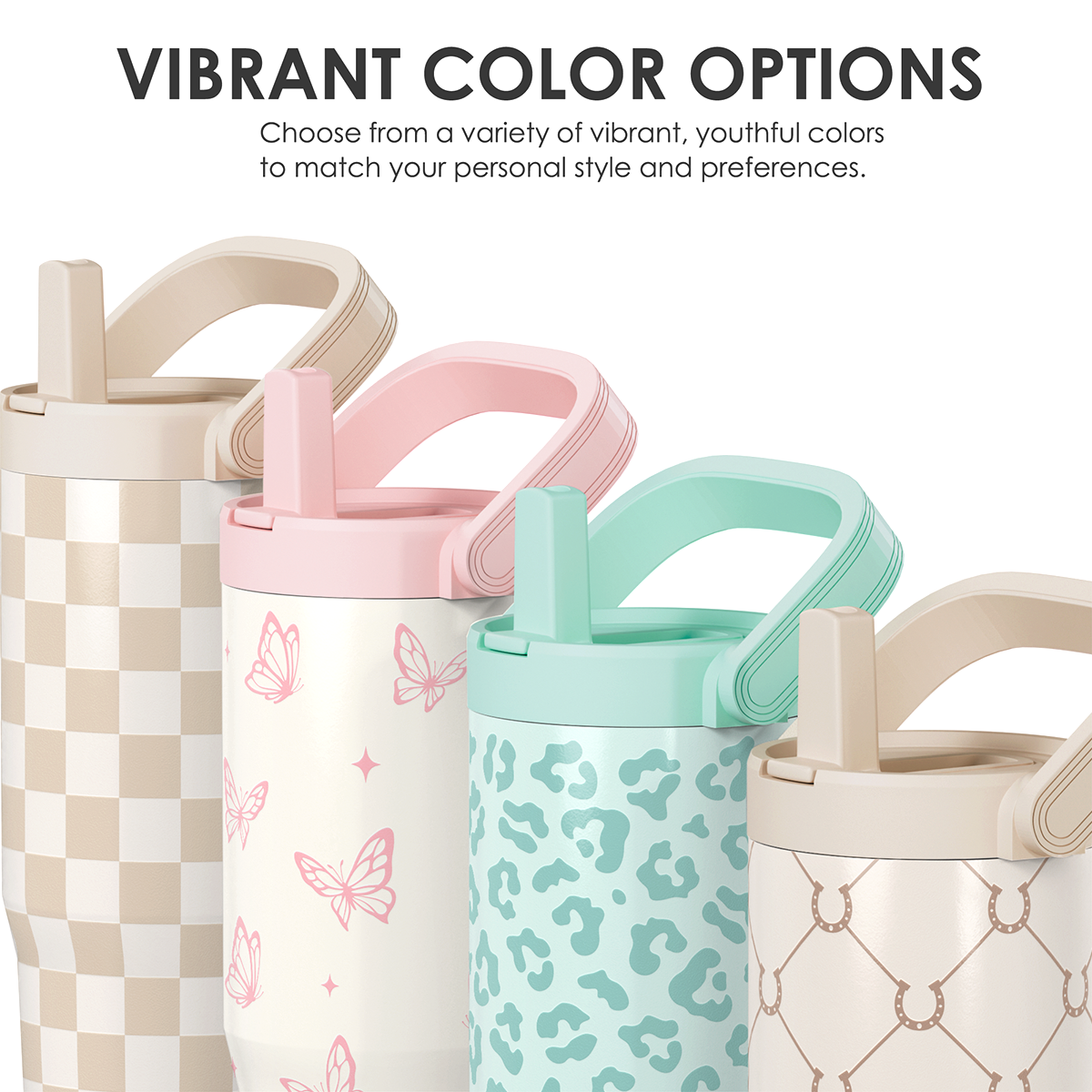 White Butterfly TintFlip | Straw Lid Tumbler with Carry Handle 30oz