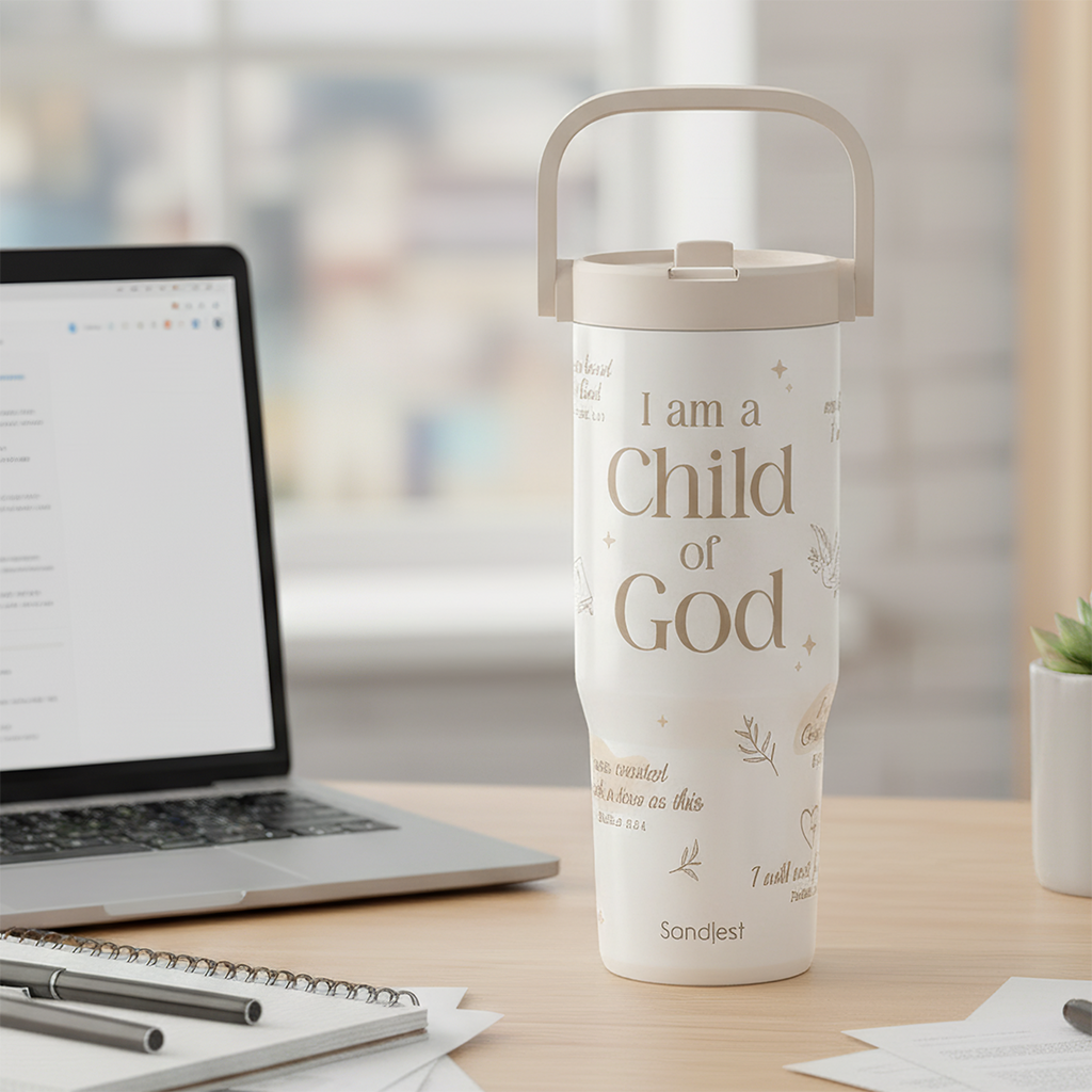 Brown Christian TintFlip | Straw Lid Tumbler with Carry Handle 30oz