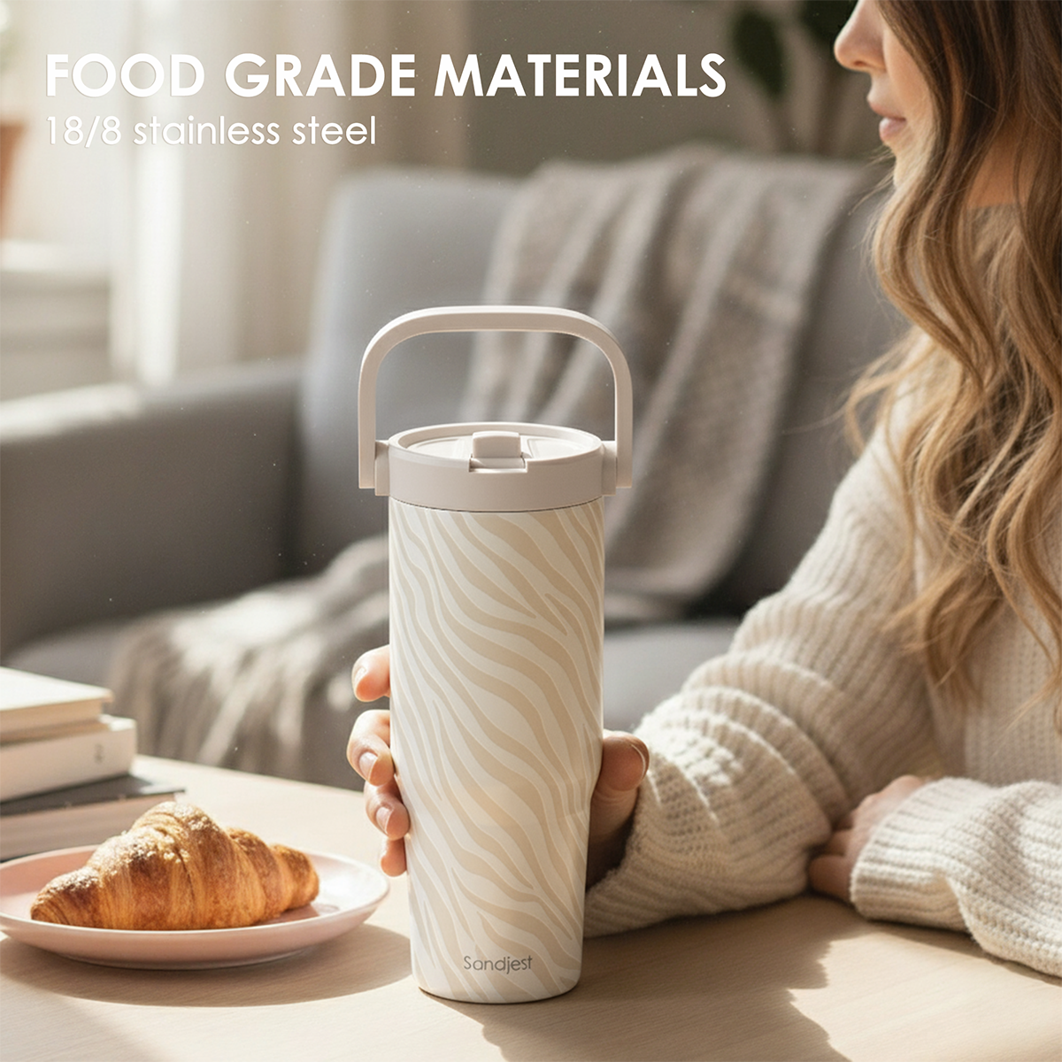 Brown Zebra TintFlip | Straw Lid Tumbler with Carry Handle 30oz