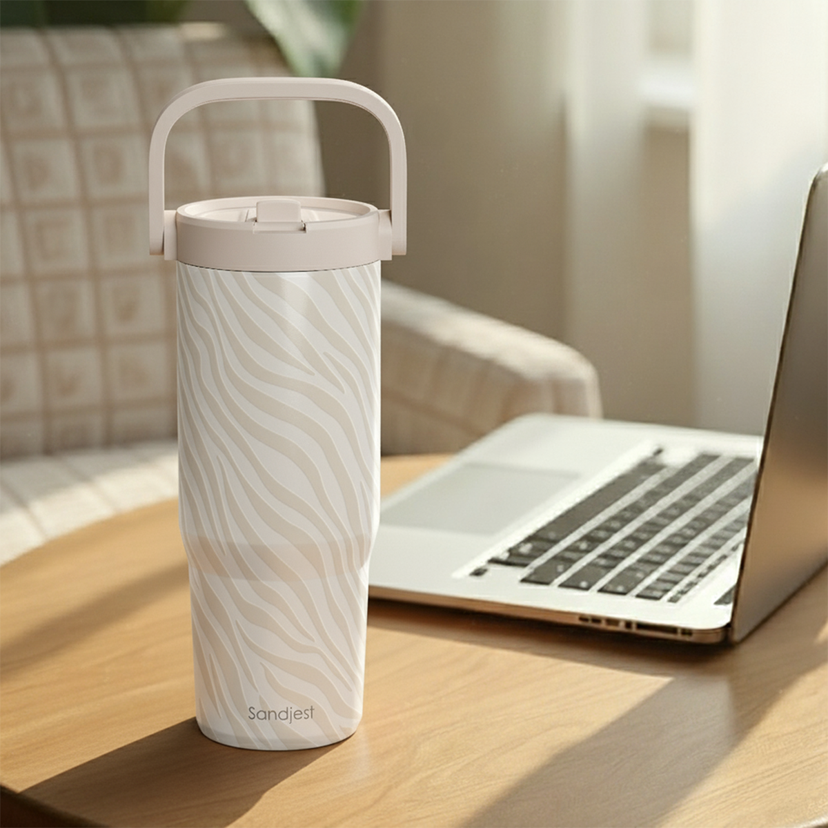 Brown Zebra TintFlip | Straw Lid Tumbler with Carry Handle 30oz