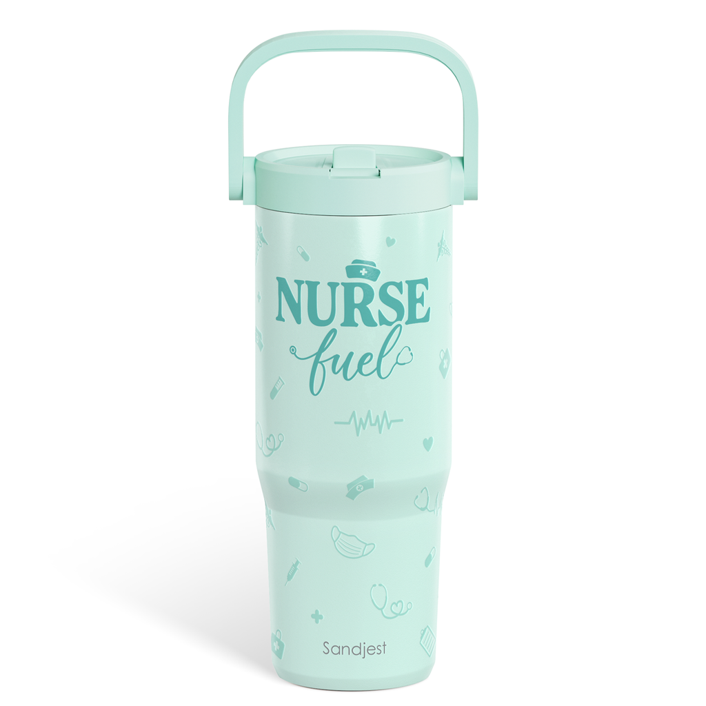 Mint Nurse TintFlip | Straw Lid Tumbler with Carry Handle 30oz