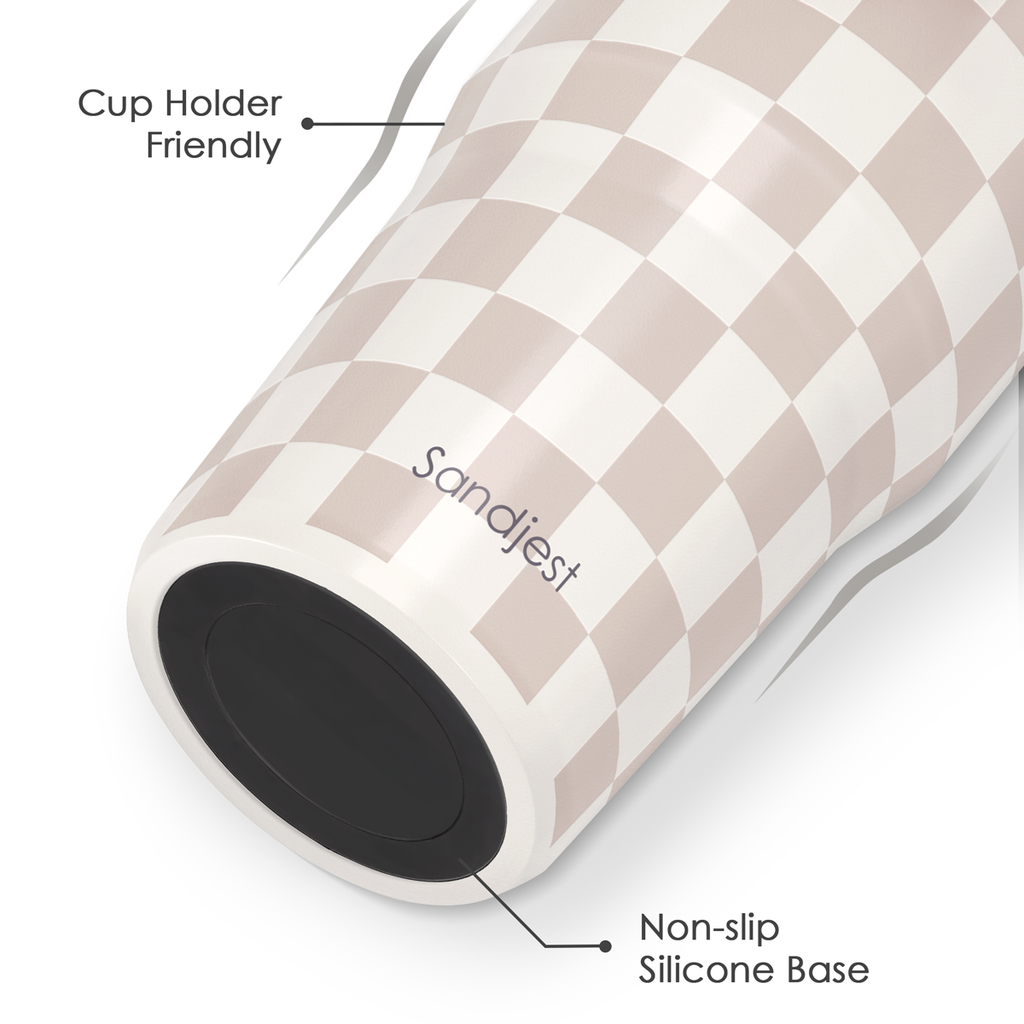 Brown Checker TintFlip | Straw Lid Tumbler with Carry Handle 30oz