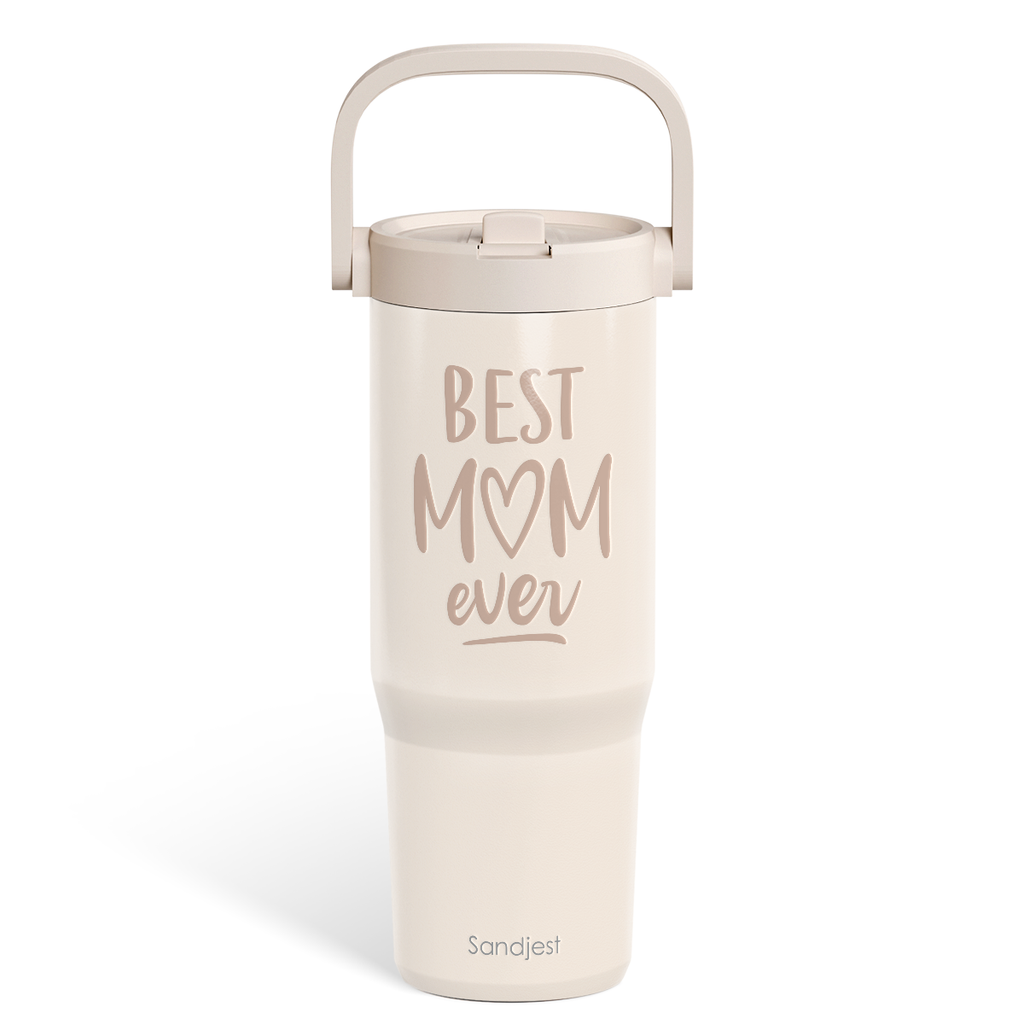 Brown Best Mom Ever TintFlip | Straw Lid Tumbler with Carry Handle 30oz