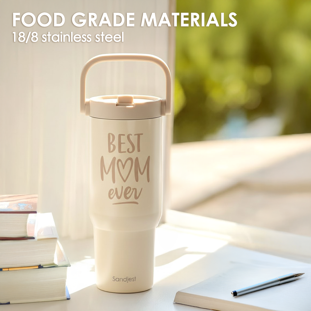 Brown Best Mom Ever TintFlip | Straw Lid Tumbler with Carry Handle 30oz
