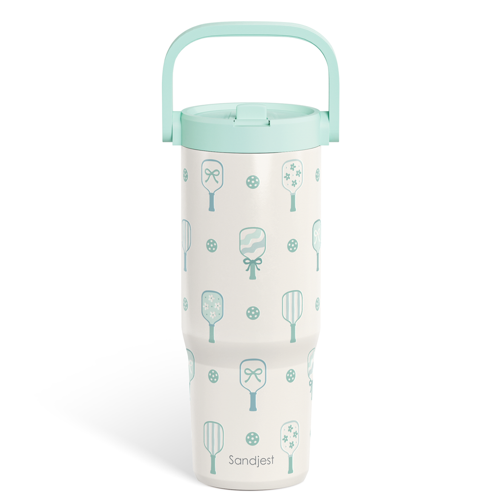 Mint Pickleball TintFlip | Straw Lid Tumbler with Carry Handle 30oz