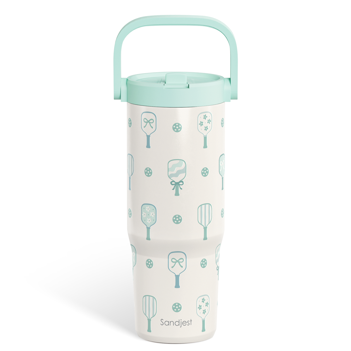 Mint Pickleball TintFlip | Straw Lid Tumbler with Carry Handle 30oz