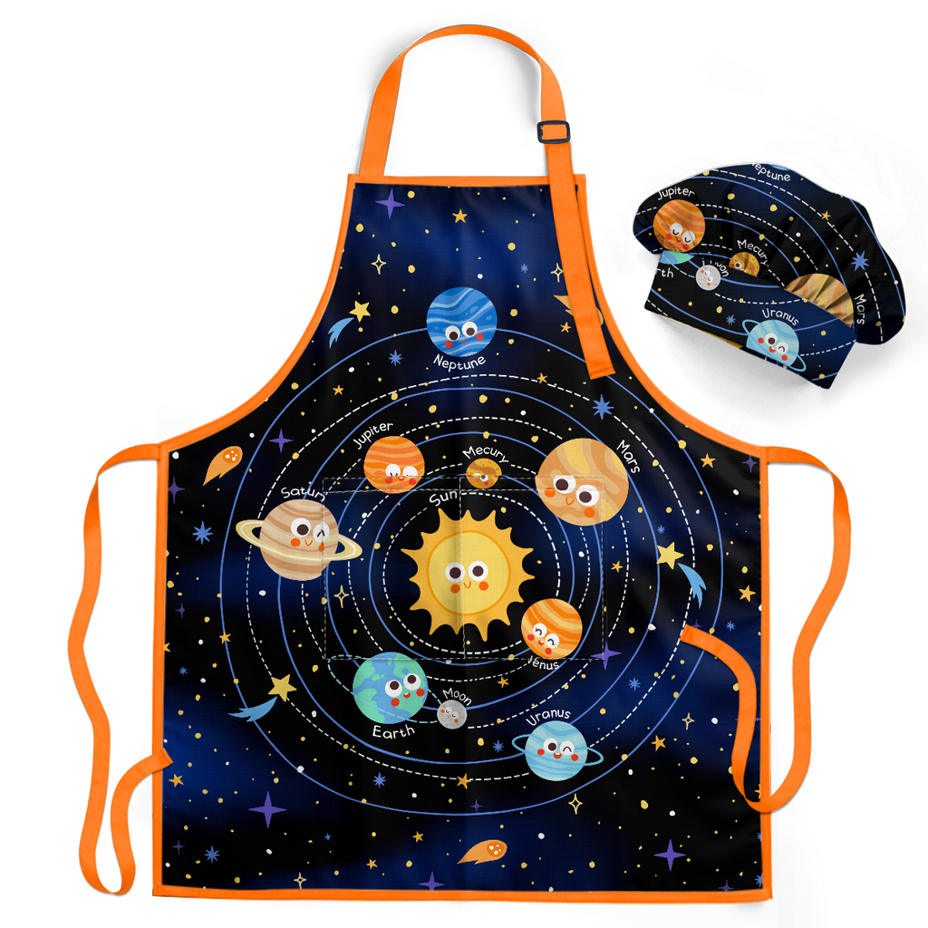 Blue Solar System SprinkleJoy | Kids Polyester Apron with Hat