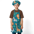 Blue Jungle Animal SprinkleJoy | Kids Polyester Apron with Hat