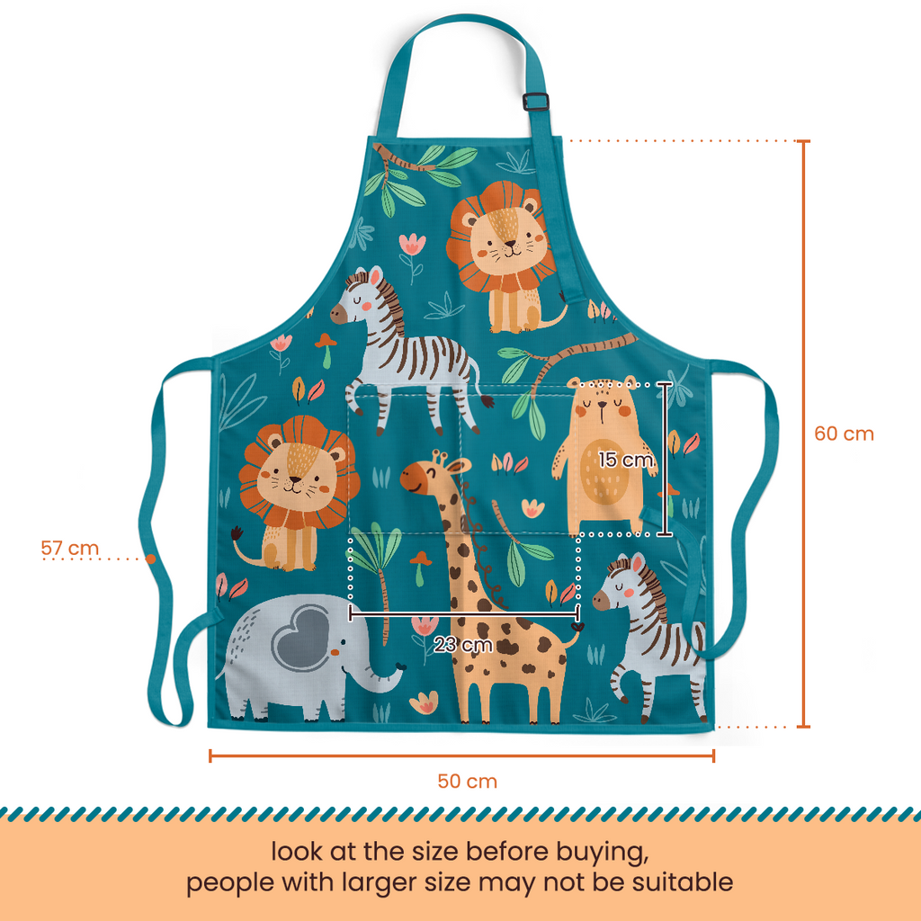 Blue Jungle Animal SprinkleJoy | Kids Polyester Apron with Hat