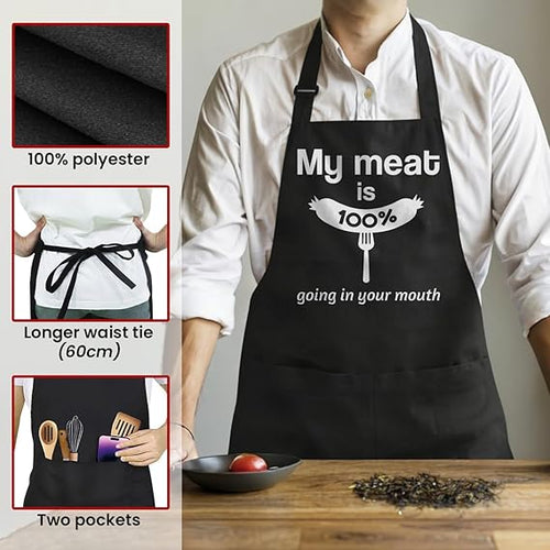Black Grilling/BBQ Men Cotton Apron
