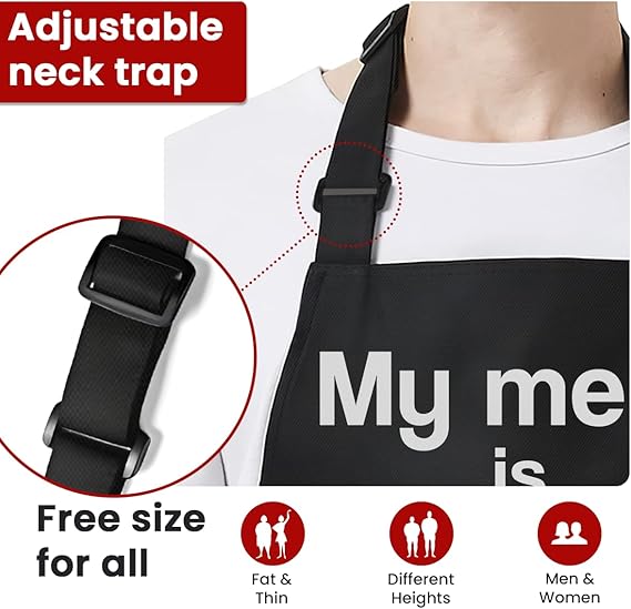 Black Grilling/BBQ Men Cotton Apron