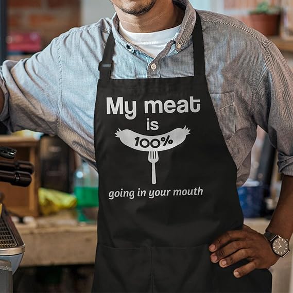 Black Grilling/BBQ Men Cotton Apron