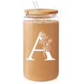 Monogram GlassGlow | Glass Tumbler with Bamboo Lid 16oz