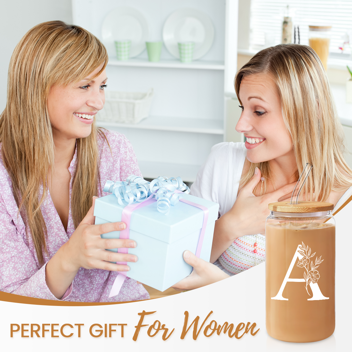 Monogram GlassGlow | Glass Tumbler with Bamboo Lid 16oz