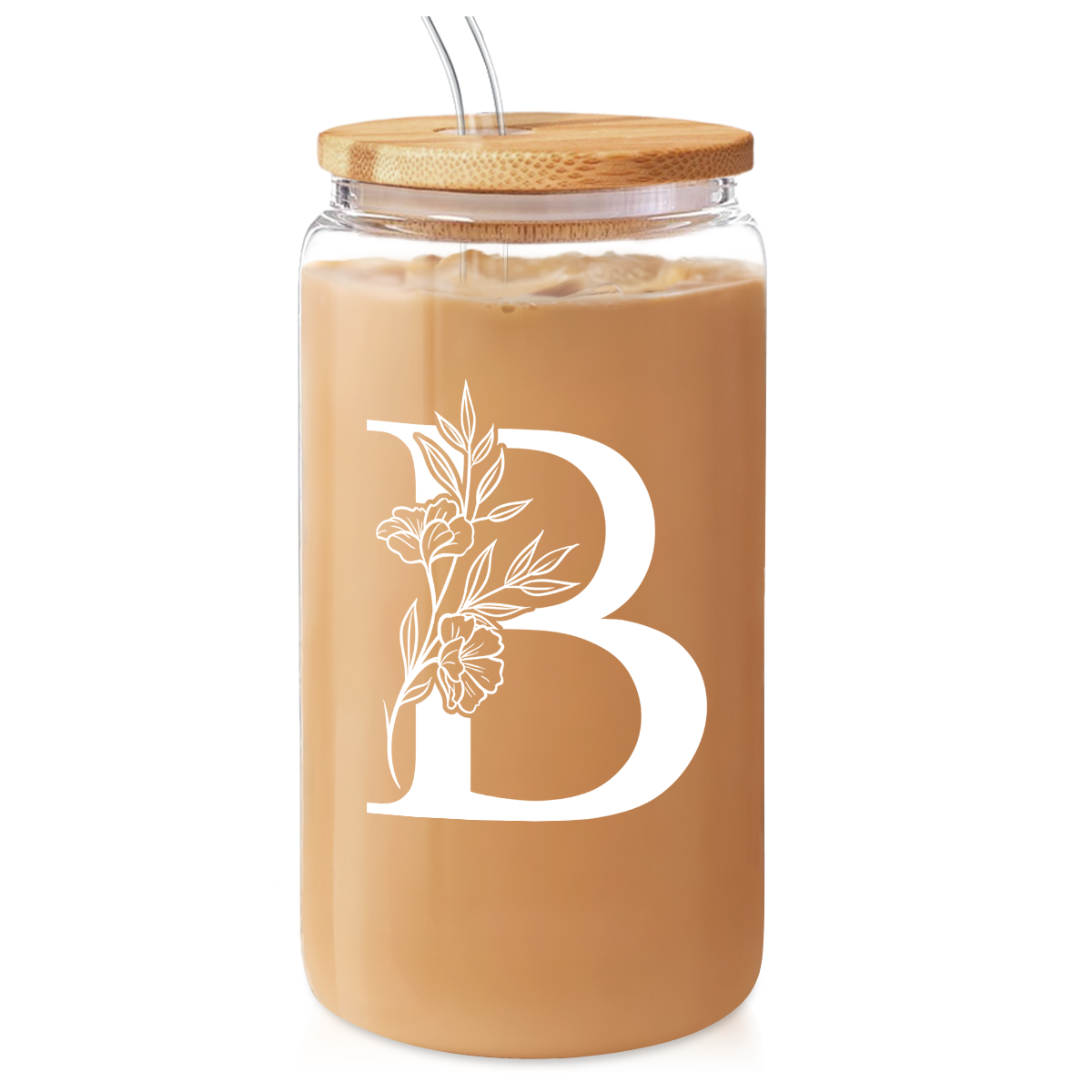 Monogram GlassGlow | Glass Tumbler with Bamboo Lid 16oz