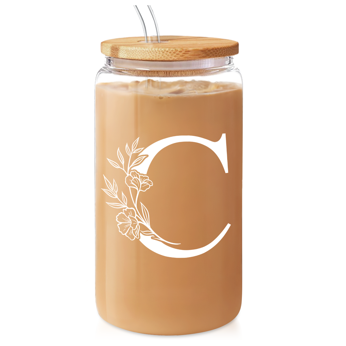 Monogram GlassGlow | Glass Tumbler with Bamboo Lid 16oz
